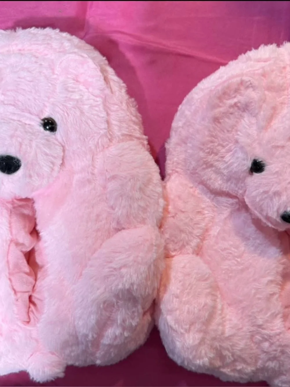 Pink Plush Bear Slipper Set